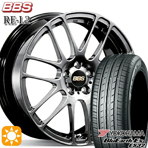 【取付対象】リーフ レヴォーグ 215/50R17 95V XL ヨコハマ ブルーアース ES32 BBS RE-L2 ダイヤモンドブラック（DB） 17インチ 7.0J 5H114.3 サマータイヤホイールセット