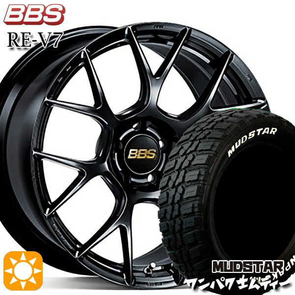 【取付対象】ヴェゼル レガシィ 225/60R18 100T WL マッドスター ワンパク M/T ホワイトレター BBS RE-V7 ブラック（BK） 18インチ 8.0J 5H114.3 サマータイヤホイールセット