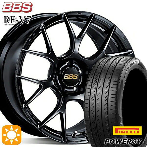 【取付対象】225/40R19 93W XL ピレリ パワジー BBS RE-V7 ブラック（BK） 19インチ 8.0J 5H114.3 サマータイヤホイールセット