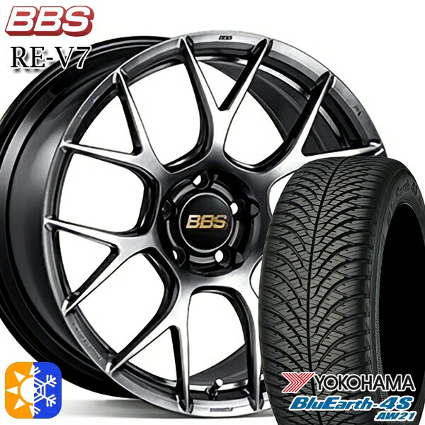 225/45R18 95Y XL ヨコハマ ブルーアース 4S AW21 BBS RE-V7 ダイヤモンドブラック（DB） 18インチ 7.5J 5H114.3 オールシーズンタイヤホイールセット 1