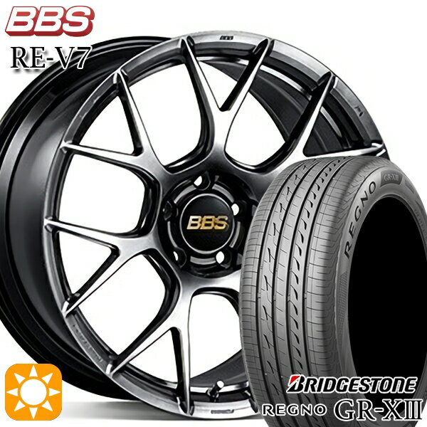【取付対象】アウトランダー エクストレイル 225/55R18 102V XL ブリヂストン レグノ GR-X3 BBS RE-V7 ダイヤモンドブラック（DB） 18インチ 8.0J 5H114.3 サマータイヤホイールセット