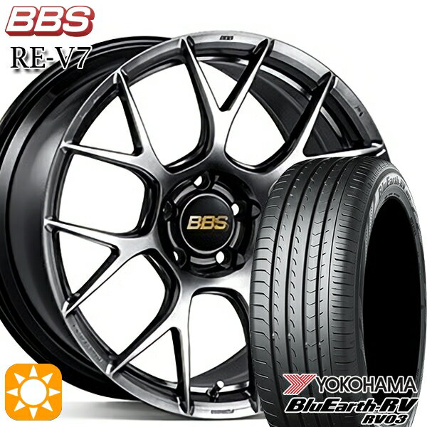 【取付対象】アウトランダー デリカD5 225/55R18 98V ヨコハマ ブルーアース RV03 BBS RE-V7 ダイヤモンドブラック（DB） 18インチ 7.5J 5H114.3 サマータイヤホイールセット