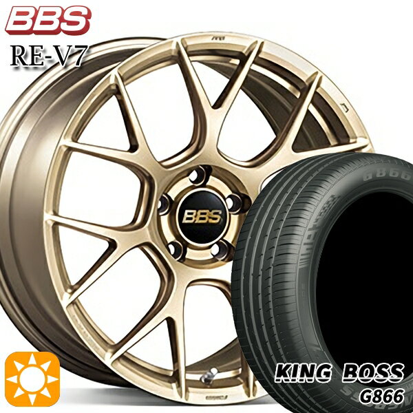 【取付対象】225/45R18 95W XL キングボス G866 BBS RE-V7 ゴールド（GL） 18インチ 7.5J 5H114.3 サマータイヤホイールセット