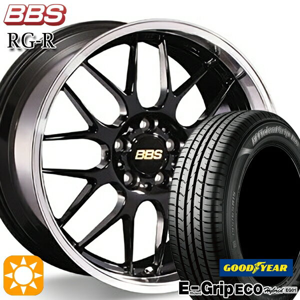 【取付対象】リーフ レヴォーグ 215/50R17 91V グッドイヤー エフィシェントグリップ エコ EG01 BBS RG-R ブラックダイヤカット（BKD） 17インチ 7.0J 5H114.3 サマータイヤホイールセット
