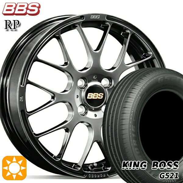 【取付対象】フィット アクア 185/60R15 84H キングボス G521 BBS RP ダイヤモンドブラック（DB） 15インチ 5.5J 4H100 サマータイヤホイールセット