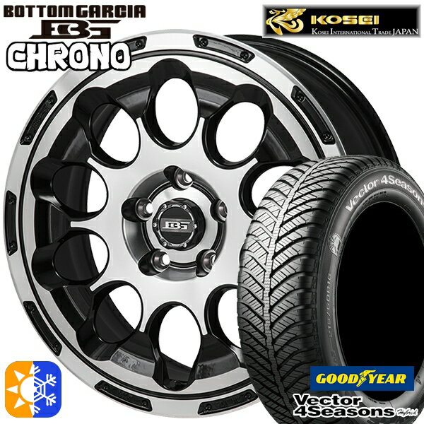 アイシス ノア 215/45R17 91H XL グッドイヤー ベクター フォーシーズンズ コーセイ ボトムガルシア クロノ 17インチ 7.0J 5H114.3 ブラックポリッシュ オールシーズンタイヤホイールセット