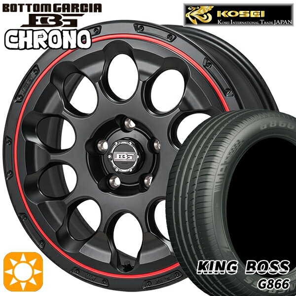 【取付対象】リーフ レヴォーグ 215/50R17 95W XL キングボス G866 コーセイ ボトムガルシア クロノ セミグロスブラック/レッドリム 17インチ 7.0J 5H114.3 サマータイヤホイールセット