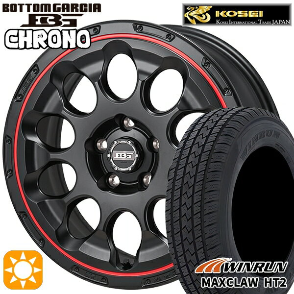 【取付対象】225/65R17 102H ウィンラン マックスクロウ HT2 コーセイ ボトムガルシア クロノ セミグロスブラック/レッドリム 17インチ 7.0J 5H114.3 サマータイヤホイールセット