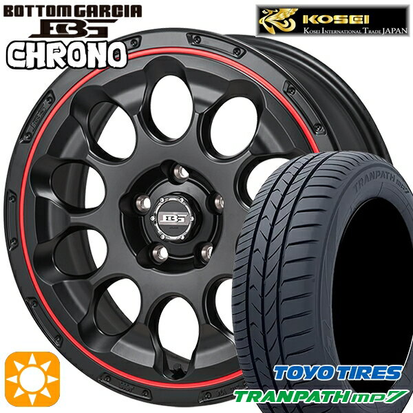 【取付対象】215/60R17 96H トーヨー トランパス mp7 コーセイ ボトムガルシア クロノ セミグロスブラック/レッドリム 17インチ 7.0J 5H114.3 サマータイヤホイールセット