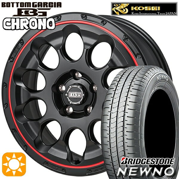 【取付対象】225/55R17 97V ブリヂストン ニューノ コーセイ ボトムガルシア クロノ セミグロスブラック/レッドリム 17インチ 7.0J 5H114.3 サマータイヤホイールセット