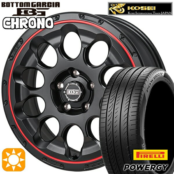 【取付対象】エクストレイル フォレスター 225/60R17 99V ピレリ パワジー コーセイ ボトムガルシア クロノ セミグロスブラック/レッドリム 17インチ 7.0J 5H114.3 サマータイヤホイールセット