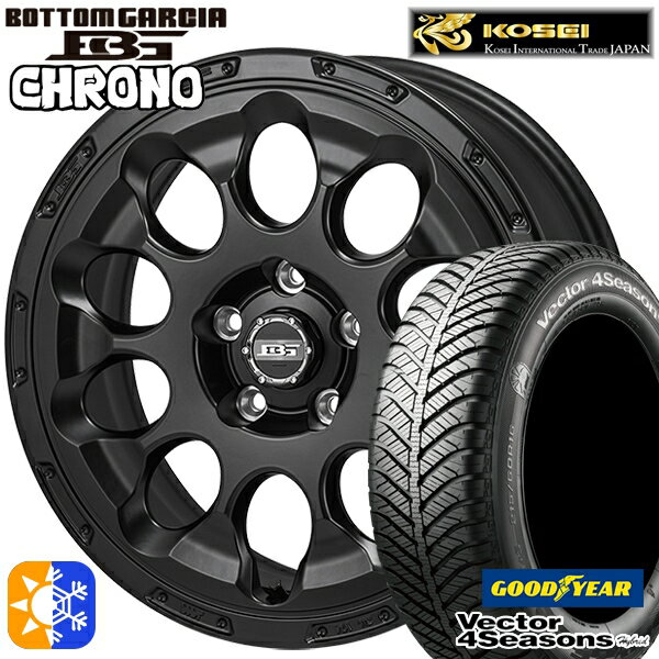 リーフ レヴォーグ 215/50R17 95H XL グッドイヤー ベクター フォーシーズンズ コーセイ ボトムガルシア クロノ 17インチ 7.0J 5H114.3 セミグロスブラック オールシーズンタイヤホイールセット