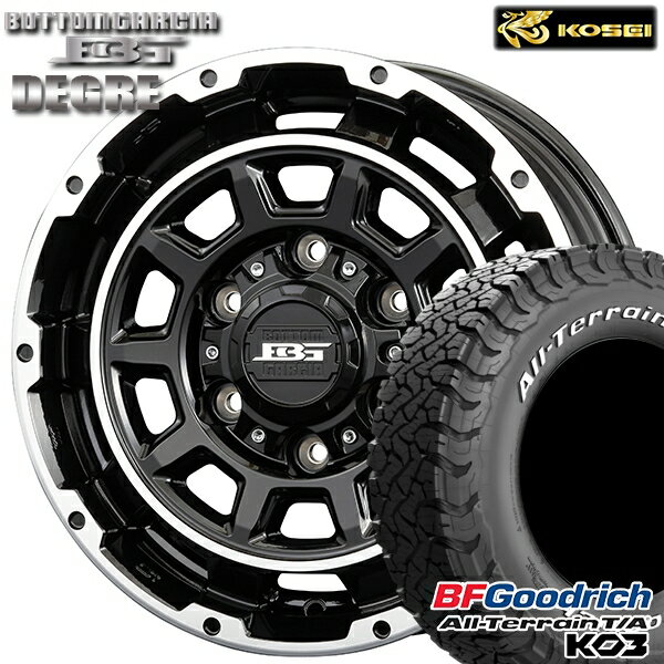 【取付対象】200系ハイエース 195/80R15 107S RWL BFグッドリッチ オールテレーン T/A KO3 コーセイ ボトムガルシア ディグレ ブラックポリッシュ 15インチ 6.0J 6H139.7 サマータイヤホイールセット