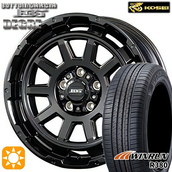 【取付対象】プリウスα ストリーム 205/60R16 92H ウィンラン R380 コーセイ ボトムガルシア ディグレ グロッシーブラック 16インチ 6.5J 5H114.3 サマータイヤホイールセット