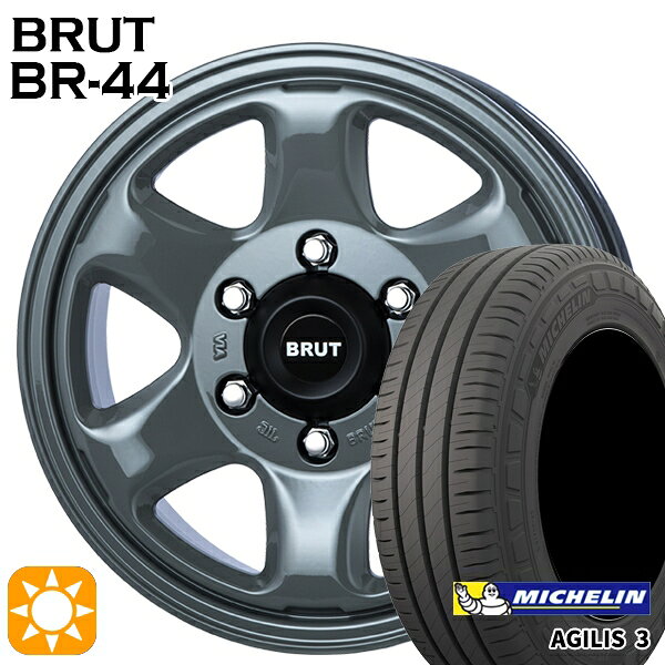 【取付対象】200系ハイエース 215/65R16C 109/107T ミシュラン アジリス3 BRUT ブルート BR-44 コンクリート 16インチ 6.5J 6H139.7 サマータイヤホイールセット