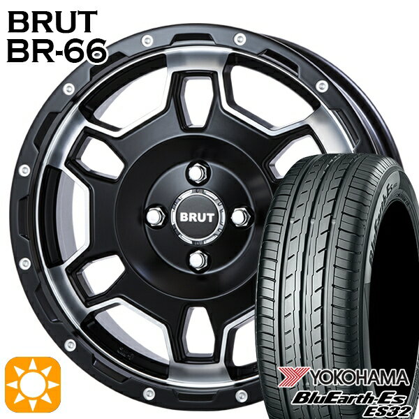 【取付対象】185/55R16 83V ヨコハマ ブルーアース ES32 BRUT ブルート BR-66 ミリタリーブラック 16インチ 6.5J 4H100 サマータイヤホイールセット