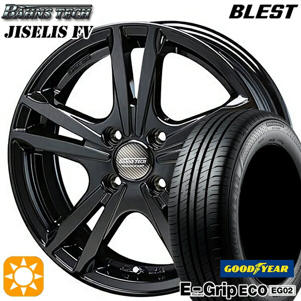 【取付対象】175/65R14 82S グッドイヤー エフィシェントグリップ EG02 ブレスト バーンズテック ジゼリスFV ブラック 14インチ 5.5J 4H100 サマータイヤホイールセット