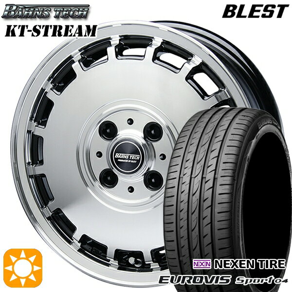 【取付対象】165/60R14 75H ロードストーン ユーロビズ Sport 04 ブレスト バーンズテック KTストリーム ブラックポリッシュ 14インチ 4.5J 4H100 サマータイヤホイールセット