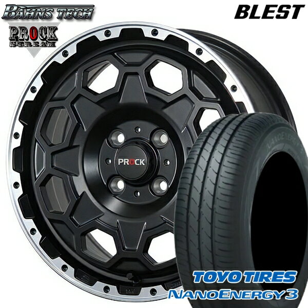【取付対象】165/60R14 75H トーヨー ナノエナジー3 ブレスト バーンズテック プロックストリーム セミグロスブラック 14インチ 4.5J 4H100 サマータイヤホイールセット