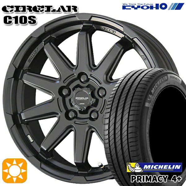 【取付対象】エクストレイル フォレスター 225/60R17 99V ミシュラン プライマシー4プラス KYOHO サーキュラー C10S マットブラック 17インチ 7.0J 5H114.3 サマータイヤホイールセット