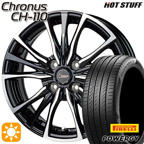 【取付対象】マツダ2 ノート 195/55R16 87V ピレリ パワジー HotStuff ホットスタッフ クロノス CH-110 16インチ 6.0J 4H100 サマータイヤホイールセット