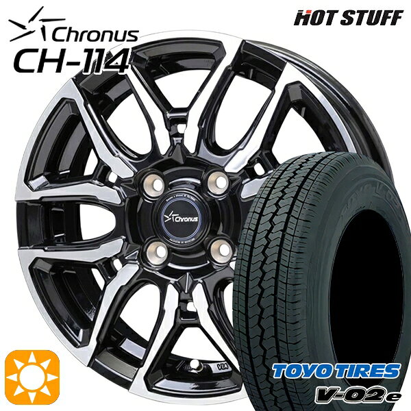 【取付対象】軽トラ 145/80R12 80/78N トーヨー V02E V-02E ホットスタッフ クロノス CH114 BK/P 12インチ 4.0J 4H100 +43 サマータイヤホイールセット