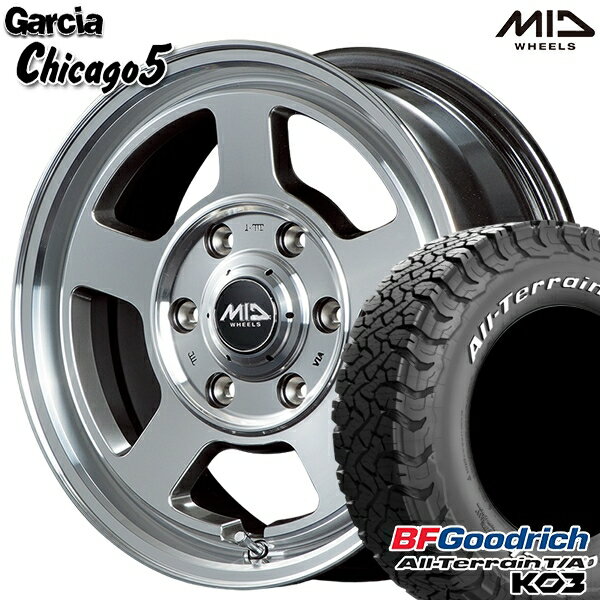 【取付対象】200系ハイエース 195/80R15 107S RWL BFグッドリッチ オールテレーン T/A KO3 MID ガルシアシカゴ5 メタリックグレーポリッシュ 15インチ 6.0J 6H139.7 サマータイヤホイールセット