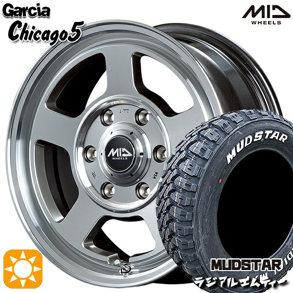 【取付対象】215/65R16 109/107R マッドスター ラジアル M/T ホワイトレター MID ガルシアシカゴ5 メタリックグレーポリッシュ 16インチ 6.5J 6H139.7 サマータイヤホイールセット