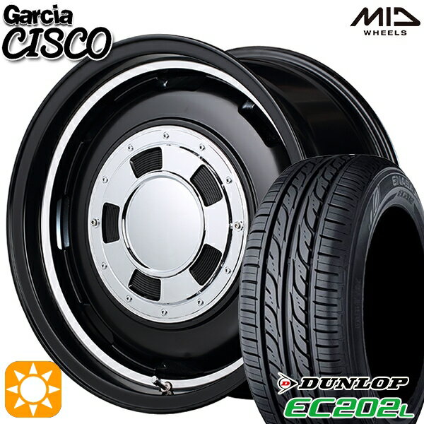 【取付対象】155/65R14 ダンロップ エナセーブ EC202L MID ガルシアシスコ セミグロスブラック 14インチ 4.5J 4H100 サマータイヤホイールセット
