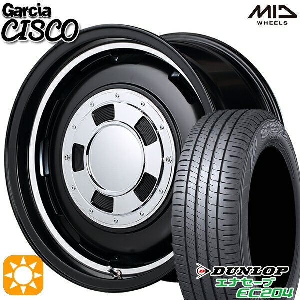 【取付対象】155/55R14 69V ダンロップ エナセーブ EC204 MID ガルシアシスコ セミグロスブラック 14インチ 4.5J 4H100 サマータイヤホイールセット