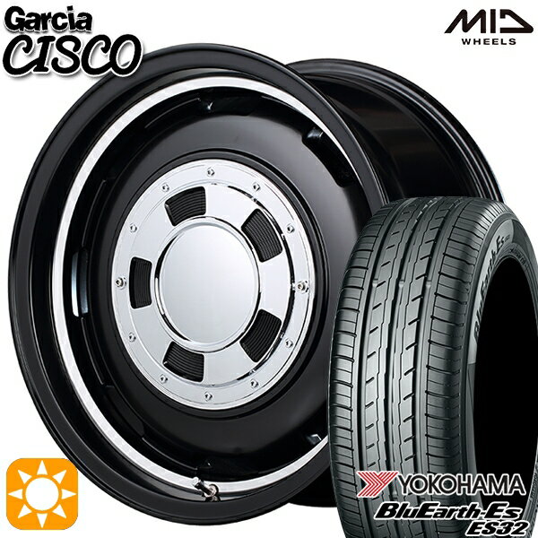 【取付対象】155/65R14 75S ヨコハマ ブルーアース ES32 MID ガルシアシスコ セミグロスブラック 14インチ 4.5J 4H100 サマータイヤホイールセット