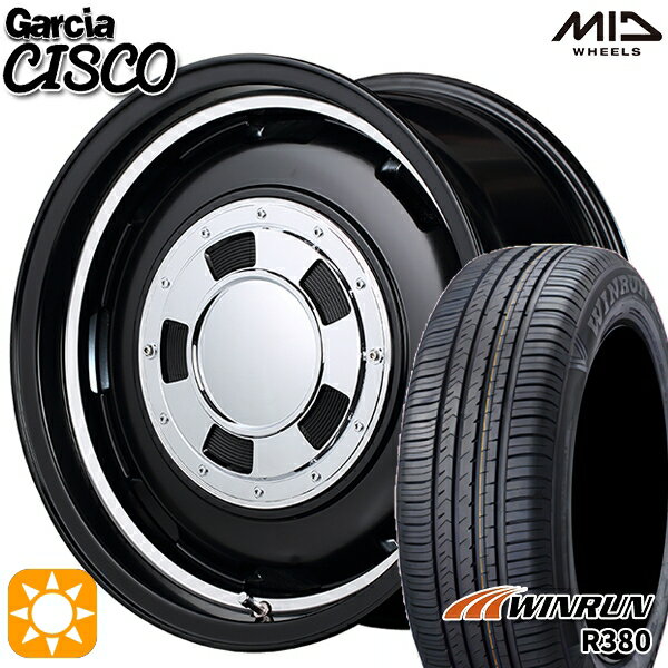 【取付対象】エブリィワゴン 165/60R14 75H ウィンラン R380 MID ガルシアシスコ セミグロスブラック 14インチ 4.5J 4H100 サマータイヤホイールセット