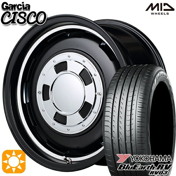 【取付対象】エブリィワゴン 165/60R14 75H ヨコハマ ブルーアース RV03 MID ガルシアシスコ セミグロスブラック 14インチ 4.5J 4H100 サマータイヤホイールセット
