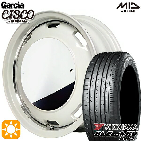 【取付対象】エブリィワゴン 165/60R14 75H ヨコハマ ブルーアース RV03 MID ガルシアシスコムーン ホワイト 14インチ 4.5J 4H100 サマータイヤホイールセット