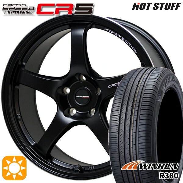 【取付対象】マツダ6 エクストレイル 225/60R18 104V XL ウィンラン R380 HotStuff ホットスタッフ クロススピード CR5 セミグロスブラック 18インチ 8.5J 5H114.3 サマータイヤホイールセット