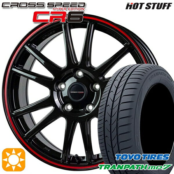 【取付対象】215/60R17 96H トーヨー トランパス mp7 HotStuff ホットスタッフ クロススピード CR6 グロスガンメタレッドライン 17インチ 7.0J 5H114.3 サマータイヤホイールセット