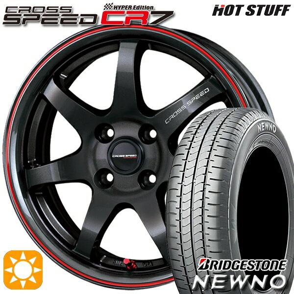 【取付対象】195/45R16 84V ブリヂストン ニューノ HotStuff ホットスタッフ クロススピード CR7 グロスガンメタレッドライン 16インチ 6.0J 4H100 サマータイヤホイールセット