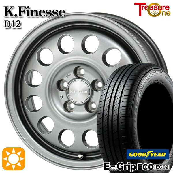 【取付対象】エスクァイア セレナ 195/65R15 91H グッドイヤー エフィシェントグリップ EG02 トレジャーワン ケイフィネス D12 ガンメタブラック 15インチ 6.0J 5H114.3 サマータイヤホイールセット