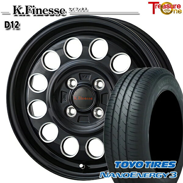 【取付対象】エブリィワゴン 165/60R14 75H トーヨー ナノエナジー3 トレジャーワン ケイフィネス D12 ブラック/ミーリング 14インチ 4.5J 4H100 サマータイヤホイールセット