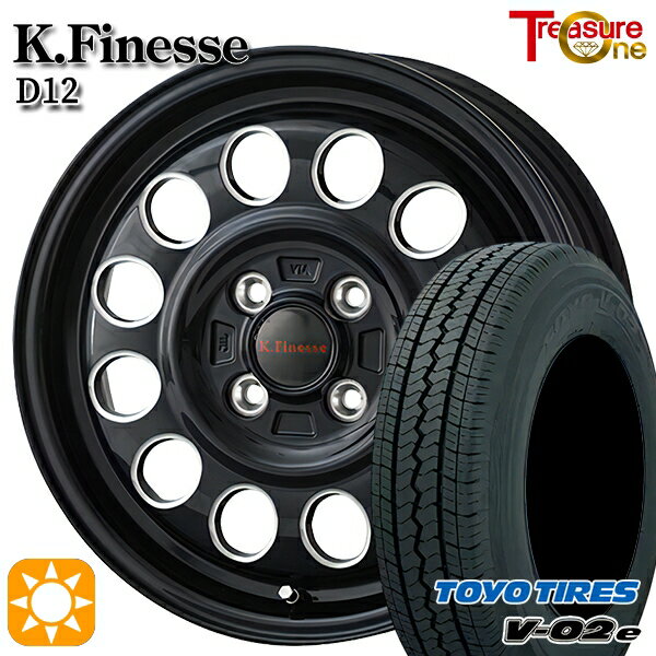 【取付対象】軽トラ 145/80R12 80/78N トーヨー V02E V-02E トレジャーワン ケイフィネス D12 ブラック/ミーリング 12インチ 3.5J 4H100 サマータイヤホイールセット