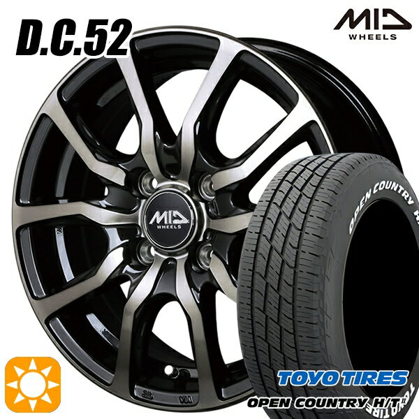 【取付対象】フィット アクア 185/60R15 84H トーヨー オープンカントリー H/T2 WL MID ユーロスピード DC52 ブラックポリッシュ+アーミーブラッククリア 15インチ 5.5J 4H100 サマータイヤホイールセット