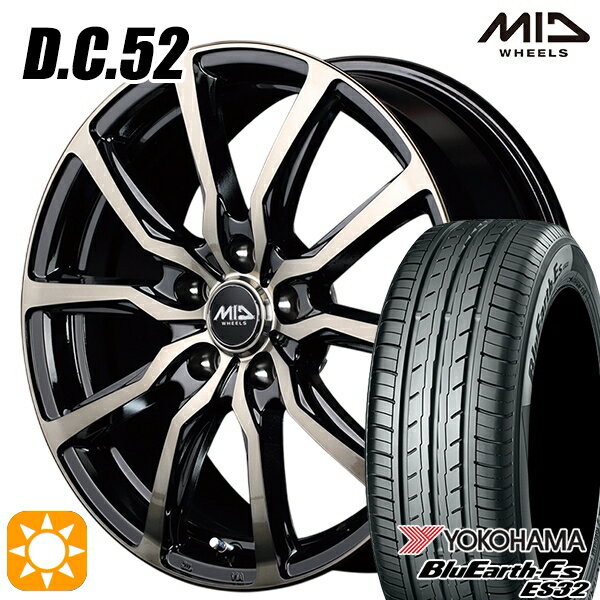 【取付対象】リーフ ノア 205/55R16 91V ヨコハマ ブルーアース ES32 MID ユーロスピード DC52 ブラックポリッシュ+アーミーブラッククリア 16インチ 6.5J 5H114.3 サマータイヤホイールセット