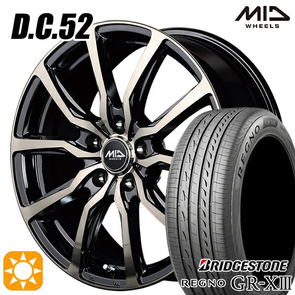 【取付対象】アイシス ノア/ヴォクシー 215/45R17 91W XL ブリヂストン レグノ GR-X3 MID ユーロスピード DC52 ブラックポリッシュ+アーミーブラッククリア 17インチ 7.0J 5H114.3 サマータイヤホイールセット