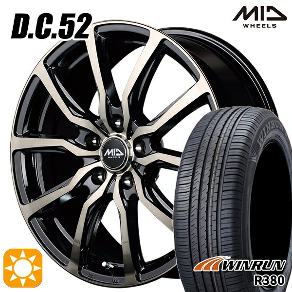 【取付対象】エルグランド クロスロード 215/65R16 98H ウィンラン R380 MID ユーロスピード DC52 ブラックポリッシュ+アーミーブラッククリア 16インチ 6.5J 5H114.3 サマータイヤホイールセット
