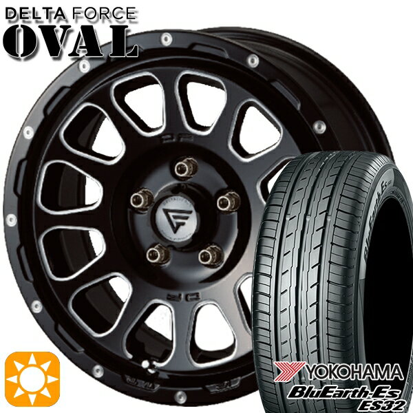 【取付対象】ヤリスクロス 205/65R16 95H ヨコハマ ブルーアース ES32 デルタフォース オーバル ブラックマシニング 16インチ 7.0J 5H114.3 サマータイヤホイールセット
