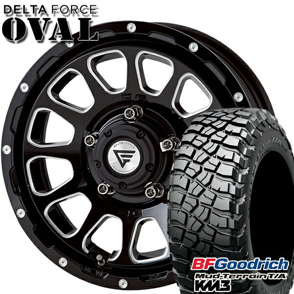 【取付対象】[5本セット]ジムニー LT225/75R16 115/112Q RBL BFグッドリッチ マッドテレーン T/A KM3 デルタフォース オーバル ブラックマシニング 16インチ 5.5J 5H139.7 サマータイヤホイールセット
