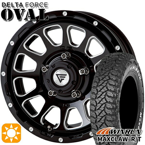 【取付対象】ジムニーシエラ 185/85R16 105/103N ウィンラン マックスクロウ R/T　ホワイトレター デルタフォース オーバル ブラックマシニング 16インチ 6.0J 5H139.7 サマータイヤホイールセット