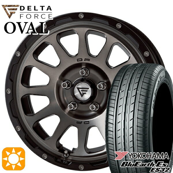 【取付対象】C-HR カローラクロス 215/60R17 96H ヨコハマ ブルーアース ES32 デルタフォース オーバル マットスモークポリッシュ 17インチ 7.0J 5H114.3 サマータイヤホイールセット