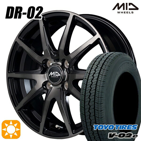 【取付対象】軽トラ 145/80R12 80/78N トーヨー V02E V-02E MID シュナイダー DR02 ブラックポリッシュ＋ブラッククリア 12インチ 3.5J 4H100 サマータイヤホイールセット