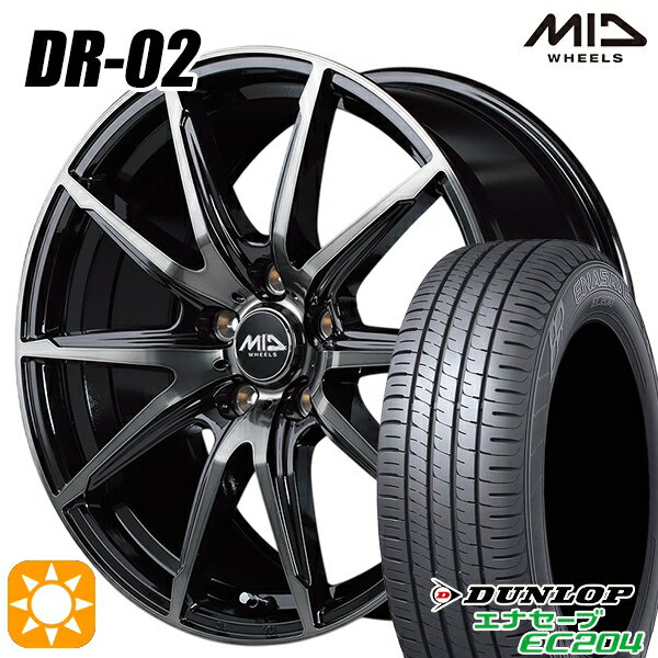 【取付対象】ヴェゼル オデッセイ 215/60R16 95H ダンロップ エナセーブ EC204 MID シュナイダー DR02 ブラックポリッシュ＋ブラッククリア 16インチ 6.5J 5H114.3 サマータイヤホイールセット